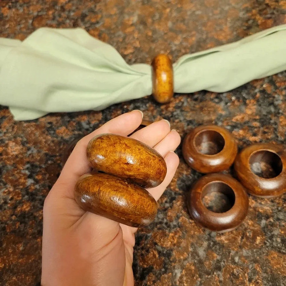 Vintage Wood Napkin Holders Wood Set of 8 Bohemian Walnut MCM Mid Century - Picture 3 of 3